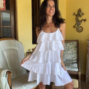 Vestido branco em camadas – Kaele – tam P