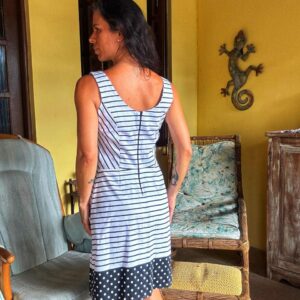 Vestido listrado e poá – tam M