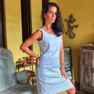 Vestido branco poá retrô – Pura Emoção – tam M