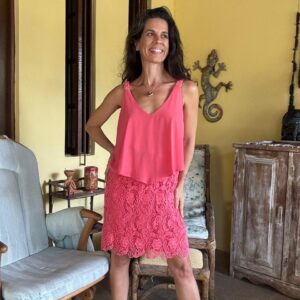 Vestido rosa 2-em-1 com renda – Formula Jovem – tam 42