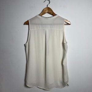 Blusa Regata Off-White com Viés Preto – tam M