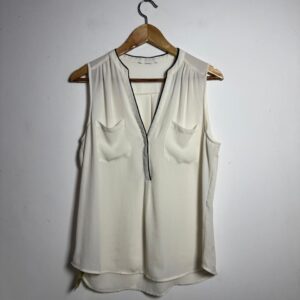 Blusa Regata Off-White com Viés Preto – tam M