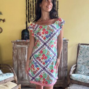 Vestido Estampa Ponto Cruz com Decote Costas - Dress - tam M
