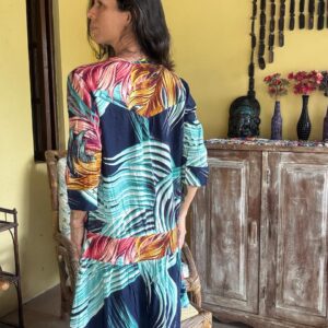 Vestido tropical com manga – Kallayanne – tam G