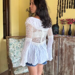 Camisa branca manga comprida com transparencia – tam 36