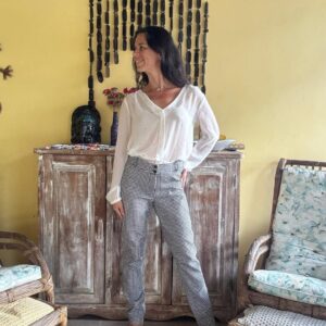 Calça xadrez preto e branca – Camerata – tam P