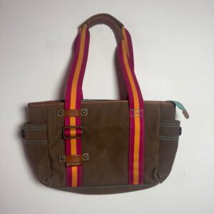 Bolsa marrom com alça rosa e laranja – Gap Jeans