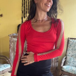 Cropped fitness vermelho de manga comprida – Planet Girls – tam M