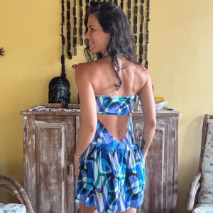 Vestido estampa azul com top – tam U