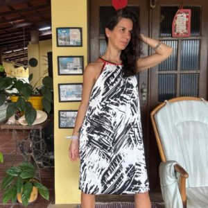 Vestido midi de seda estampado – Cholet – tam 40