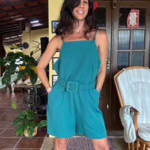 Macaquinho verde com cinto – Nea Fashion – tam G