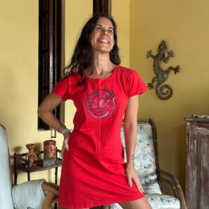 Vestido vermelho artesanal – tam M