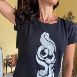 Vestido Artesanal Preto Abstrato – tam M