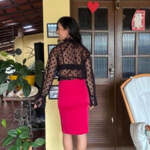 Saia justa vermelha/rosa – Coqueta – tam M