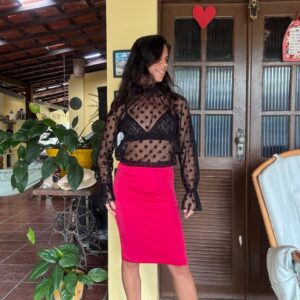 Saia justa vermelha/rosa – Coqueta – tam M