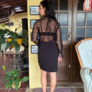 Saia Midi Preta com amarração – tam G