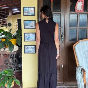 Vestido longo preto gola alta – tam 38 / 40