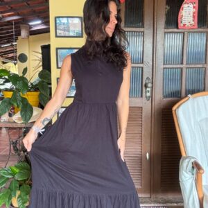 Vestido longo preto gola alta – tam 38 / 40