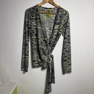 Camisa manga comprida transpassada estampada – Lugi Bertolli – tam G