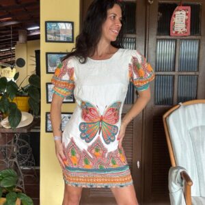 Vestido branco com estampa de borboleta - Marlon Modas - tam P