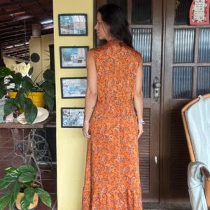 Vestido longo estampa laranja / terracota – tam G
