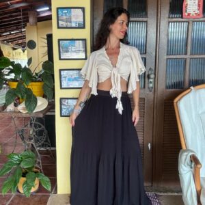 Saia preta longa plissada – Sacoor – tam 38