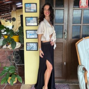 Saia preta longa plissada – Sacoor – tam 38