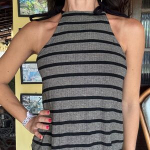 Blusa listrada cinza e preto – Soudila – tam M