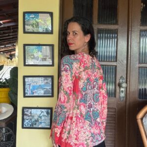 Camisa / bata estampa floral rosa – Dona Pink – tam P