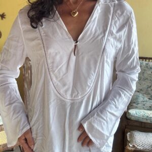 Camisa / Bata branca com mangas flare – Gio Antonelli – tam G