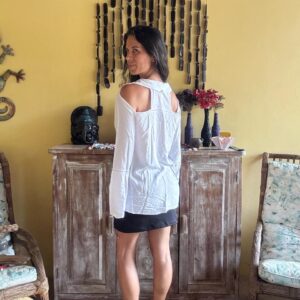Camisa / Bata branca com mangas flare – Gio Antonelli – tam G