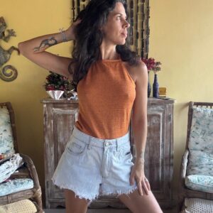 Short Jeans Delavê com Barra Desfiada – Dzarm – tam 38
