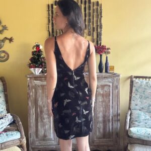 Vestido Curto de Veludo Preto com Borboletas – Pop Up – tam 36
