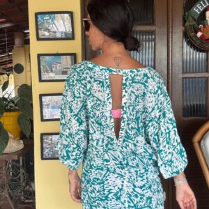 Vestido curto estampado verde esmeralda – tam 38