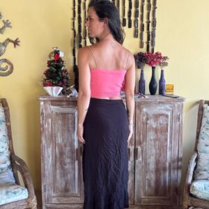 Top Cropped em Tricô Rosa com Alças Corrente – tam 38