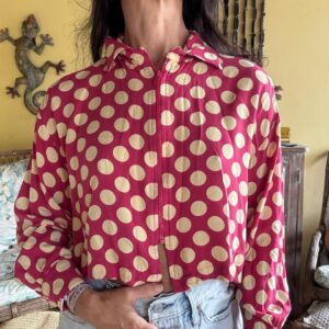 Camisa Cropped de Poá Pink com Zíper – Gule Gule – tam M
