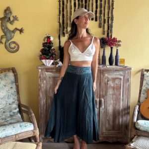 Calça pantaloana verde escura com cós bordado – tam 38