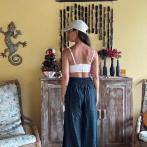 Calça pantaloana verde escura com cós bordado – tam 38