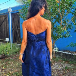 Vestido tomara que caia azul marinho acetinado – tam GG