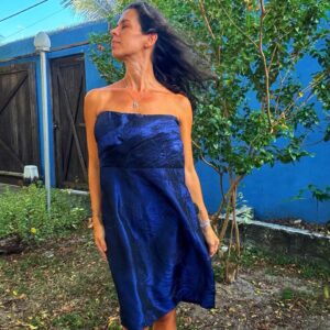 Vestido tomara que caia azul marinho acetinado – tam GG