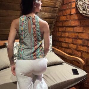 Blusa Frente Única Estampada com Decote Posterior – Farm  – tam P