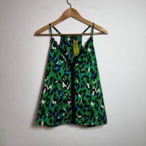 Blusa animal print com detalhes rendados – Shein – tam G