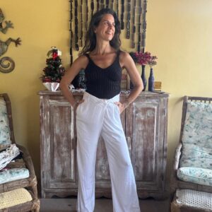 Calça Pantalona Branca com Botões – Sparrow – tam M