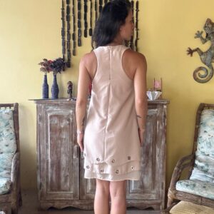 Vestido Curto Bege com Ilhoses – Varadero – tam P