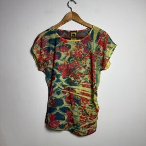 Blusa Estampada Floral com Drapeado tecido leve – Elementais – tam P