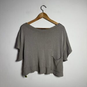 Blusa Ampla Cinza de Tricô com Bolso – Animale – tam P