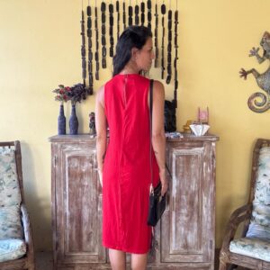 Vestido Midi Vermelho com Listras Laterais – Aramodu – tam M