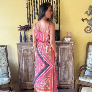 Vestido longo coral estampado – Ilicito – tam M