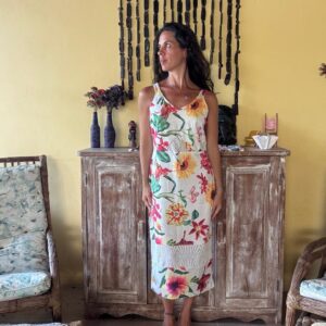 Vestido Midi Floral com detalhe em renda – Ilicito – tam M