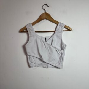 Cropped Transpassado Canelado Branco - Groovy - tam G